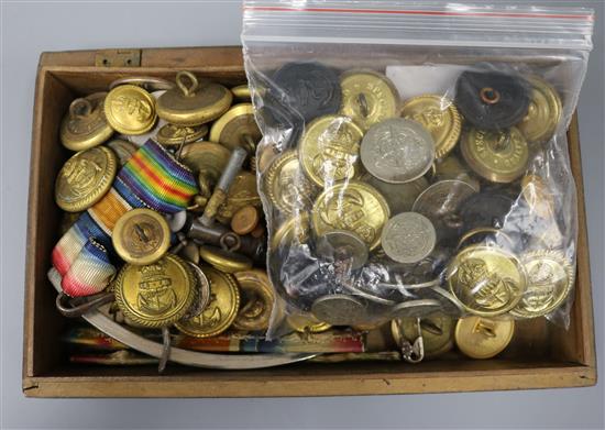 A small collection of brass regimental buttons